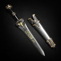  Roman Dagger with Blue Crystal Handle featuring intricate designs and a sleek blade