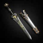  Roman Dagger with Blue Crystal Handle featuring intricate designs and a sleek blade
