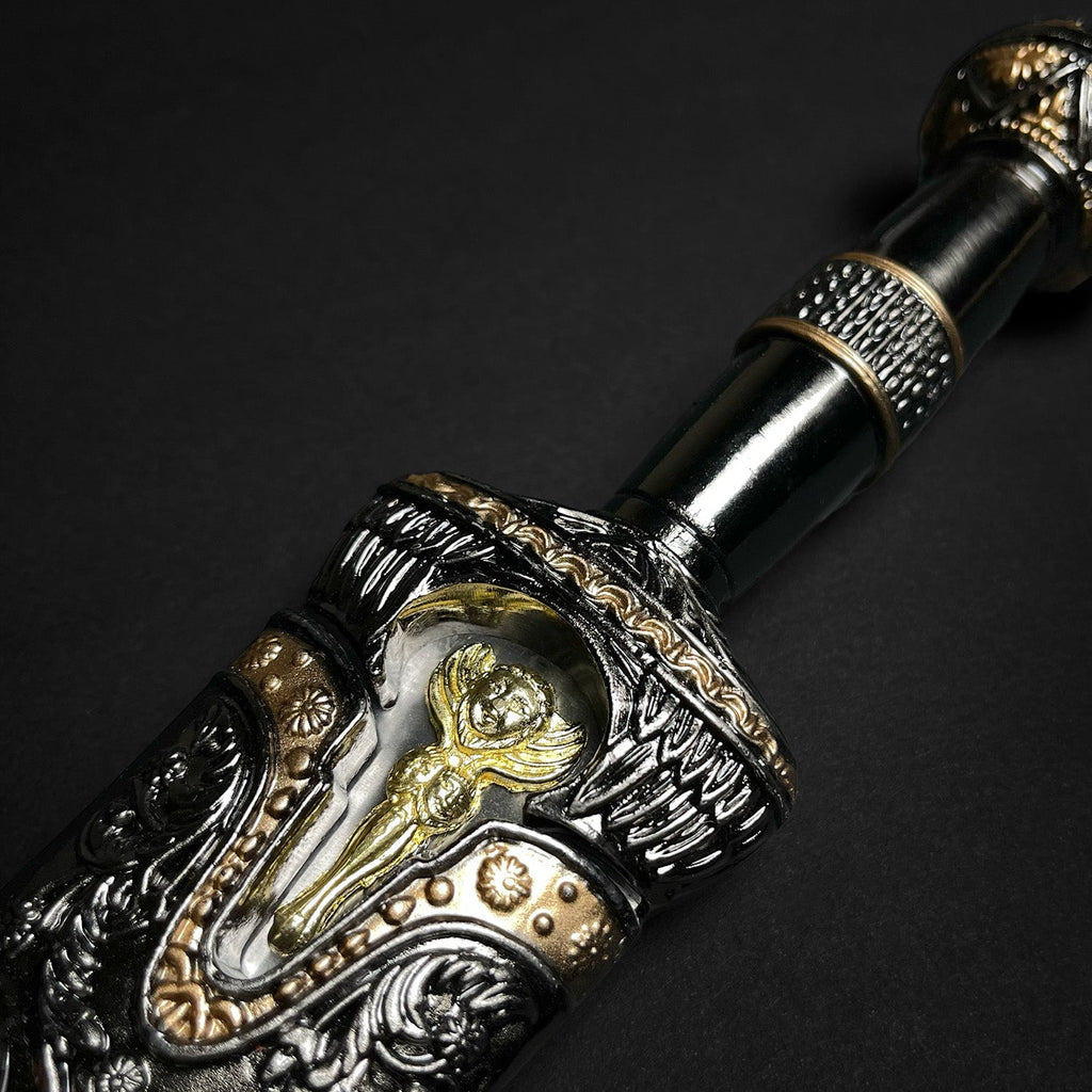 Elegant Roman Dagger with Blue Crystal Handle featuring intricate detailing