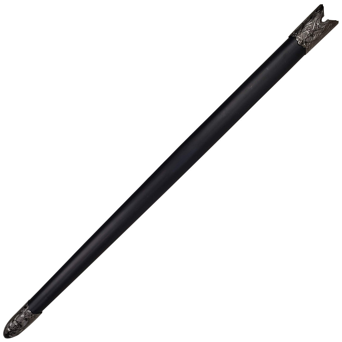 Templar knight Medieval One-Hand sword in detailed black scabbard with ornate metal accents