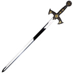 Templar knight Medieval One-Hand sword with ornate black and gold handle from Knight's Collection