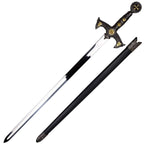 Templar knight Medieval One-Hand sword with detailed black and gold hilt and matching black scabbard