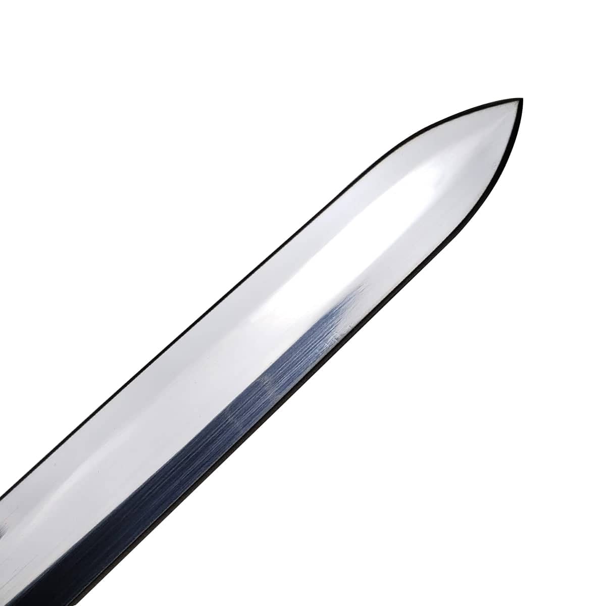 Close-up of polished blade edge of Templar knight Medieval One-Hand sword from Knight's Collection