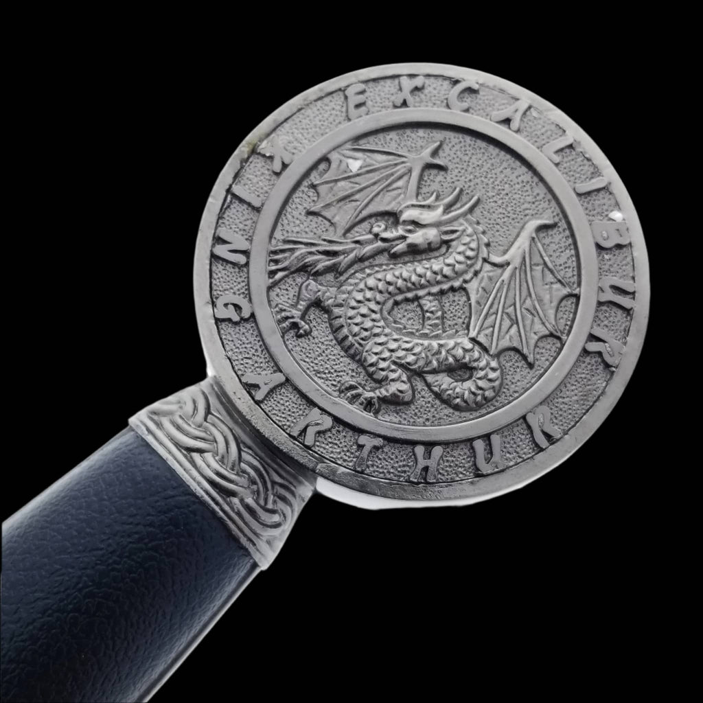 Decorative Excalibur knight medieval sword for display detailed dragon emblem on hilt by Knight Collections