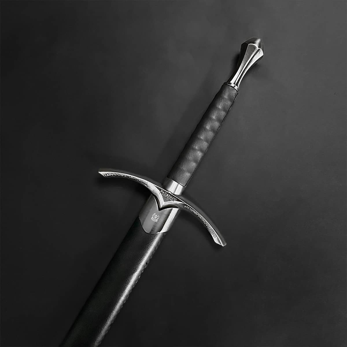 Knight Collections wizard one hand medieval sword with a stylish black grip and polished blade.