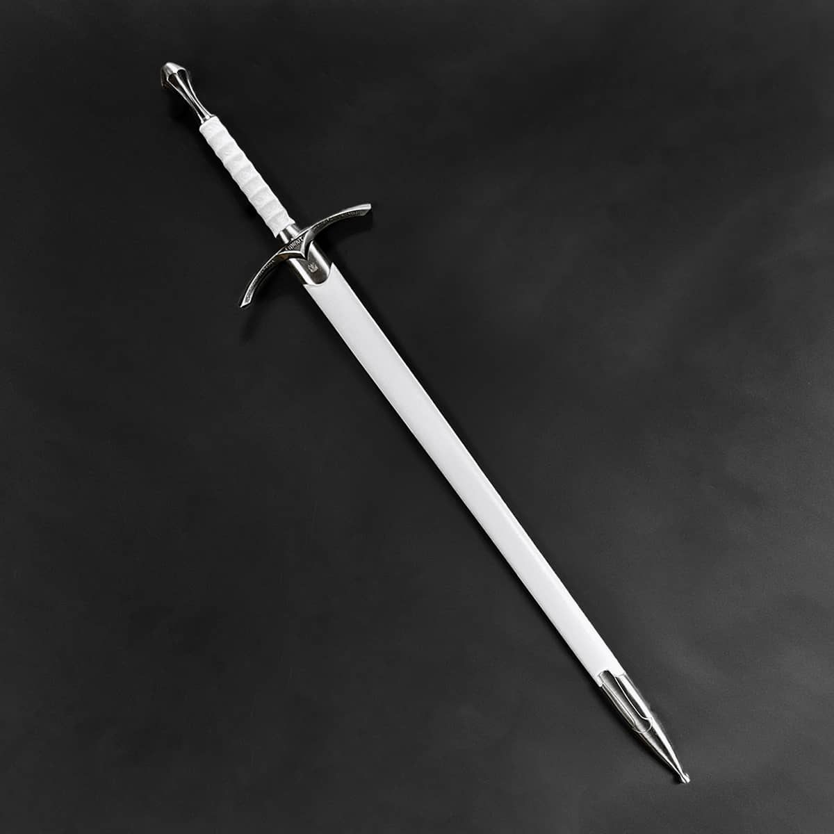 Knight Collections wizard's one-hand white medieval sword with a sleek design and silver accents