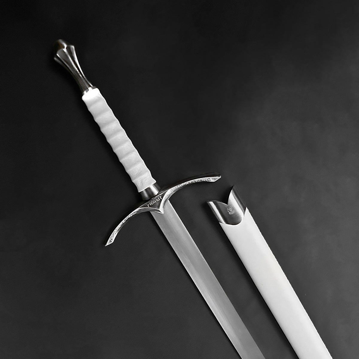 Knight Collections wizard's one-hand white medieval sword with a sleek, silver blade and ornate grip