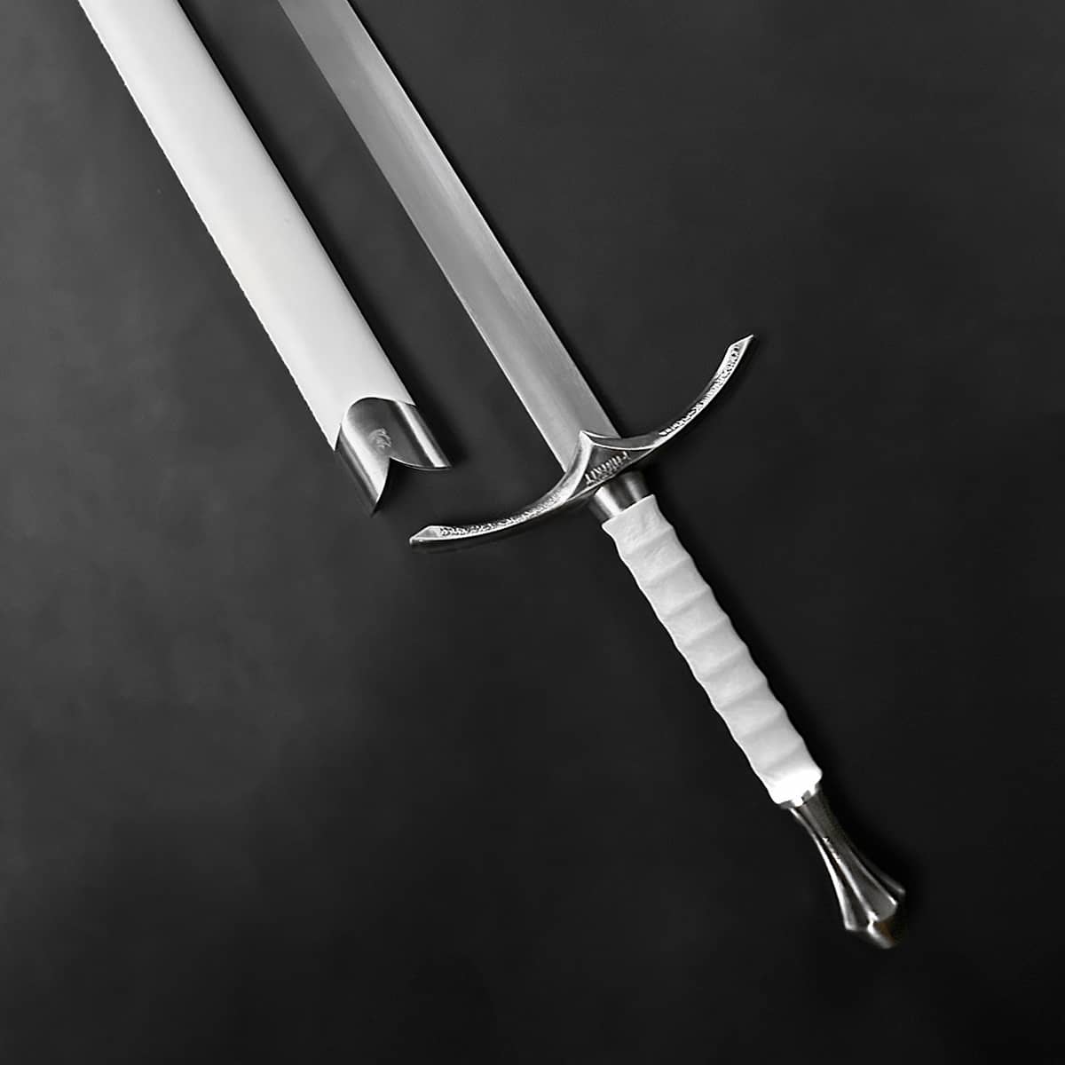 Knight Collections wizard's one-hand white medieval sword with a sleek, silver blade and ornate grip